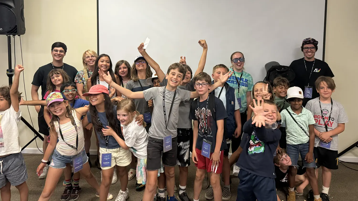 summer film camp students and instructors pose for a picture